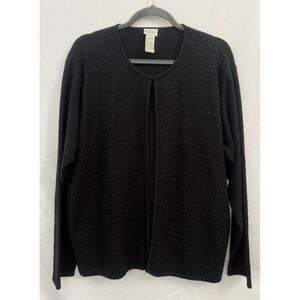 KORET Layered Sweater Faux Twinset‎ Black Beaded Womens Size 1X Acrylic
